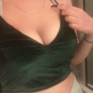 Green velvet tank top